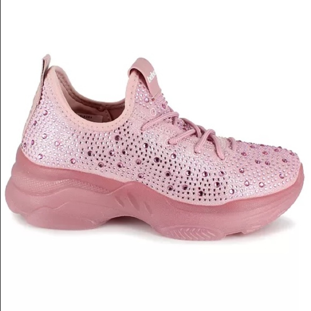 BEBE Pink Rhinestone embellished sneakers 8.5 New - Picture 3 of 10